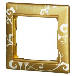 Рамка установочная 1-постовая горизонтальная цвет золотое барокко Legrand серии Valena